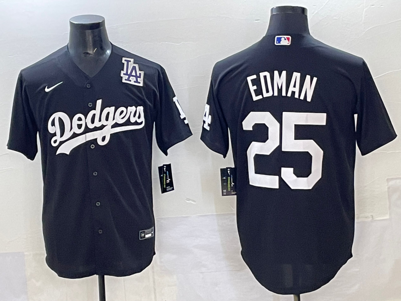 Men Los Angeles Dodgers #25 Edman black Nike MLB jersey style 6->los angeles dodgers->MLB Jersey
